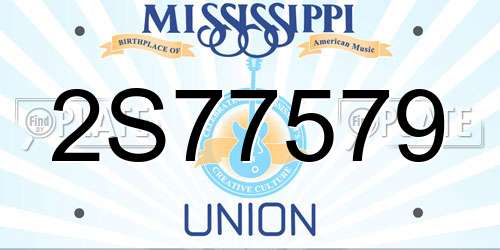 2S77579 Mississippi License Plate