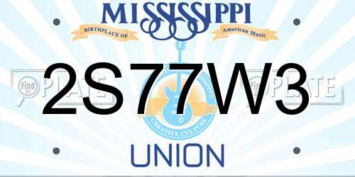 2S77W3 Mississippi License Plate