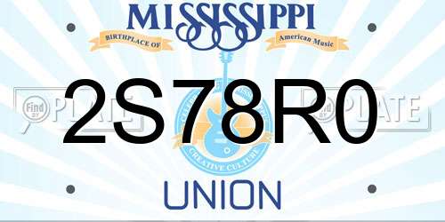 2S78R0 Mississippi License Plate