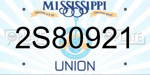 2S80921 Mississippi License Plate