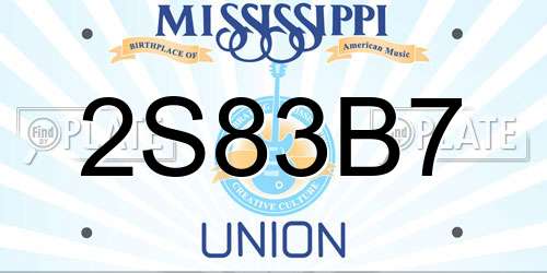 2S83B7 Mississippi License Plate