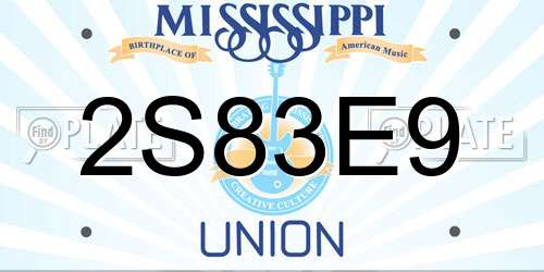 2S83E9 Mississippi License Plate
