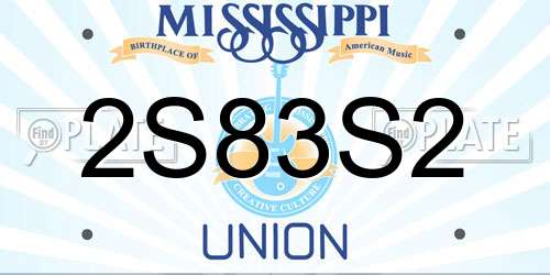 2S83S2 Mississippi License Plate