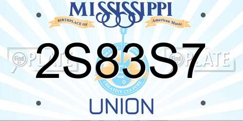 2S83S7 Mississippi License Plate