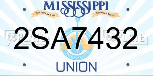 2SA7432 Mississippi License Plate