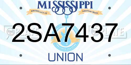 2SA7437 Mississippi License Plate