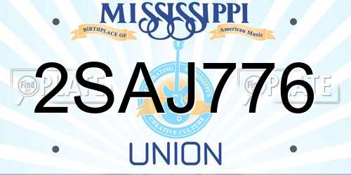 2SAJ776 Mississippi License Plate