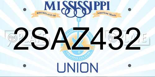 2SAZ432 Mississippi License Plate