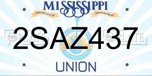 2SAZ437 Mississippi License Plate