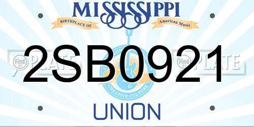2SB0921 Mississippi License Plate