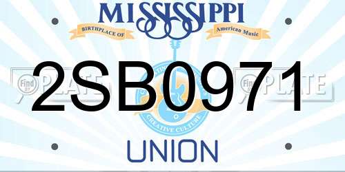 2SB0971 Mississippi License Plate