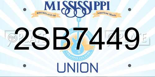 2SB7449 Mississippi License Plate