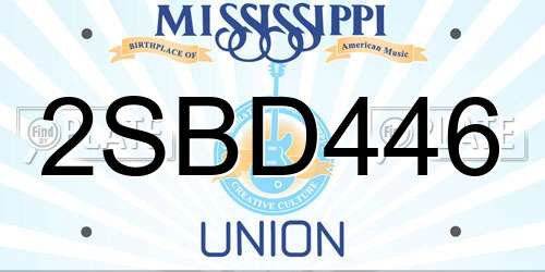 2SBD446 Mississippi License Plate