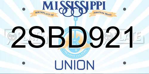 2SBD921 Mississippi License Plate