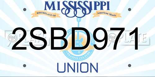 2SBD971 Mississippi License Plate