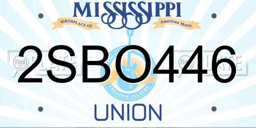 2SBO446 Mississippi License Plate