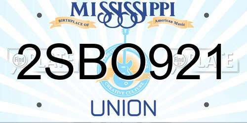2SBO921 Mississippi License Plate