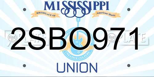 2SBO971 Mississippi License Plate