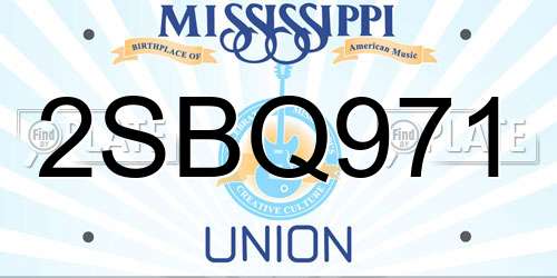 2SBQ971 Mississippi License Plate
