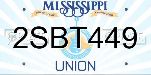2SBT449 Mississippi License Plate