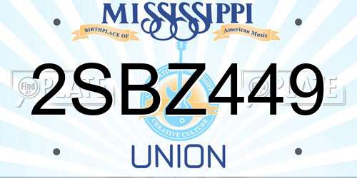 2SBZ449 Mississippi License Plate