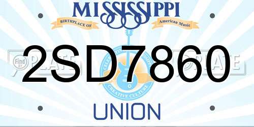 2SD7860 Mississippi License Plate