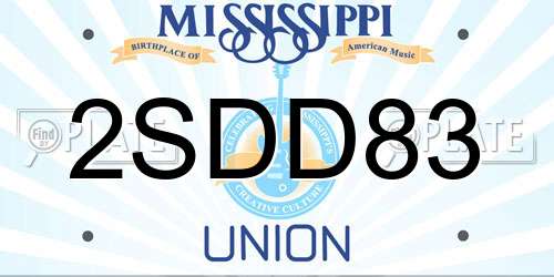 2SDD83 Mississippi License Plate