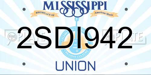 2SDI942 Mississippi License Plate