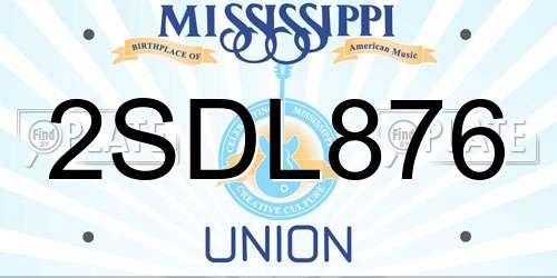 2SDL876 Mississippi License Plate