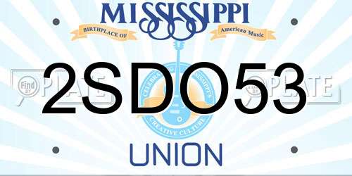 2SDO53 Mississippi License Plate