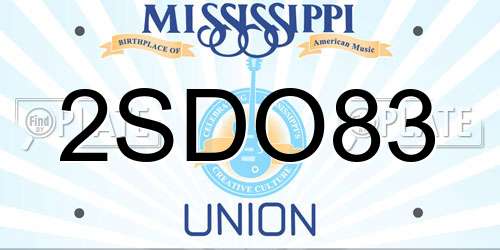 2SDO83 Mississippi License Plate