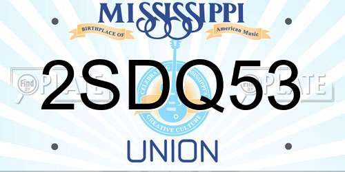 2SDQ53 Mississippi License Plate