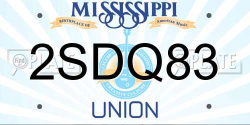 2SDQ83 Mississippi License Plate