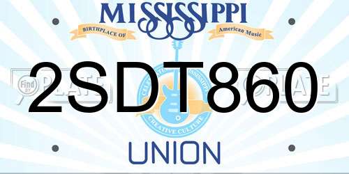 2SDT860 Mississippi License Plate