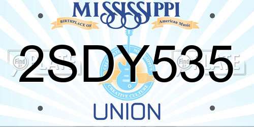 2SDY535 Mississippi License Plate