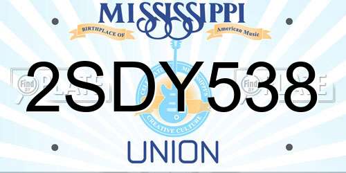 2SDY538 Mississippi License Plate