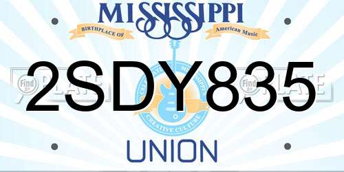 2SDY835 Mississippi License Plate