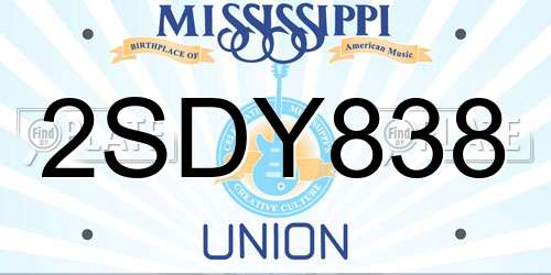 2SDY838 Mississippi License Plate