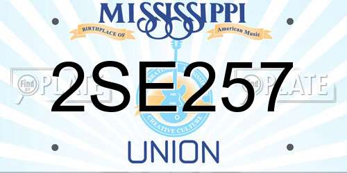 2SE257 Mississippi License Plate