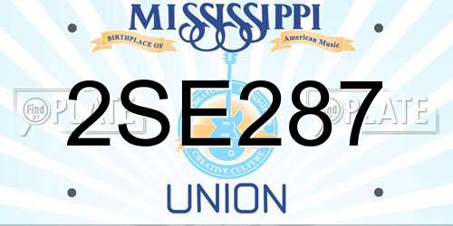2SE287 Mississippi License Plate