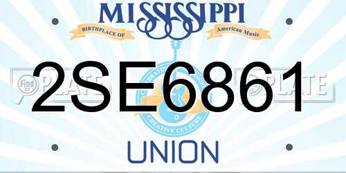 2SE6861 Mississippi License Plate