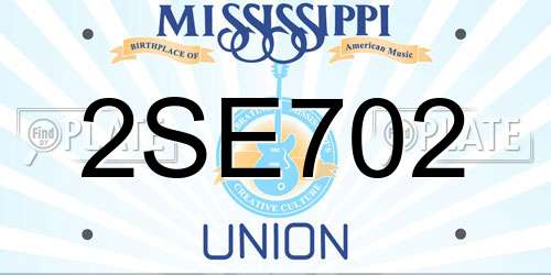 2SE702 Mississippi License Plate