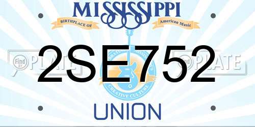 2SE752 Mississippi License Plate
