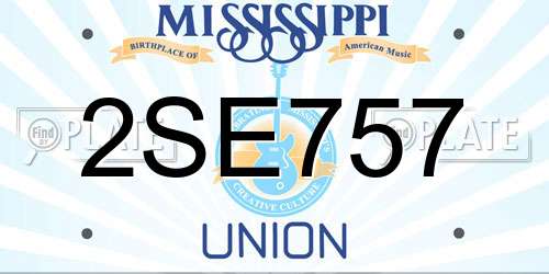 2SE757 Mississippi License Plate