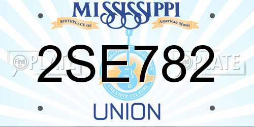 2SE782 Mississippi License Plate