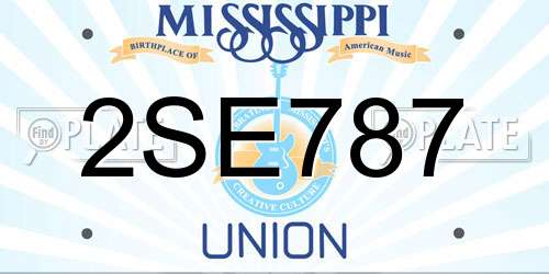 2SE787 Mississippi License Plate