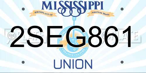 2SEG861 Mississippi License Plate