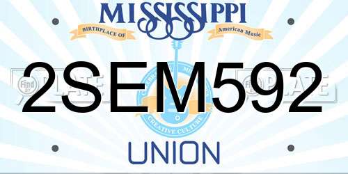 2SEM592 Mississippi License Plate