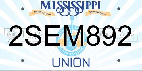 2SEM892 Mississippi License Plate