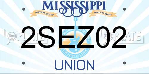 2SEZ02 Mississippi License Plate